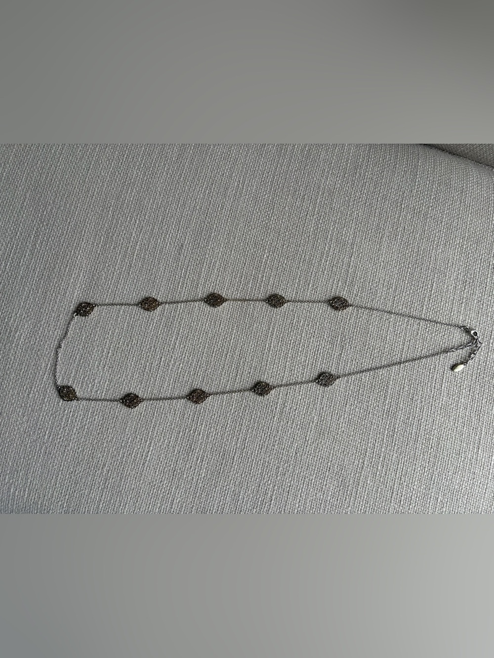 Delicate Silver Beaded Station Necklace - Unbranded